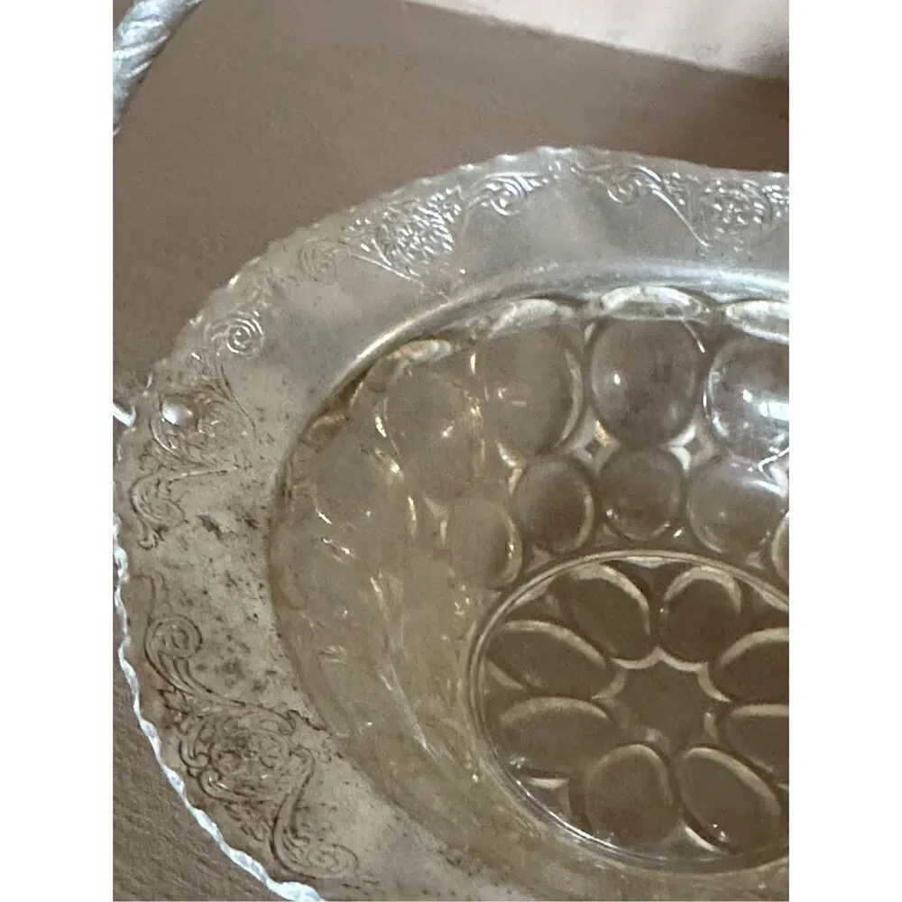Vintage glass and silver basket